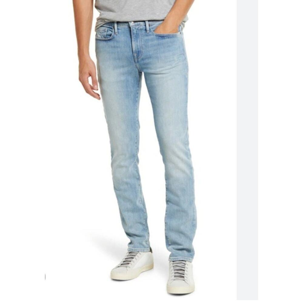 FRAME L'Homme Skinny Jeans Mens Size 34(36×34) Stretch In Arcadian Wash Blue